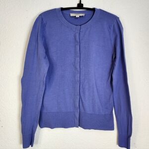 LOFT Women's Periwinkle Button-Front Crewneck Cardigan, Size XS